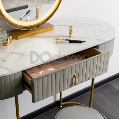 Туалетний столик MEBEL ELITE SARAH Сірий / Золотий, фото 2