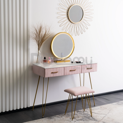 Туалетный столик MEBEL ELITE SANDY Розовый/Золотой, фото 1