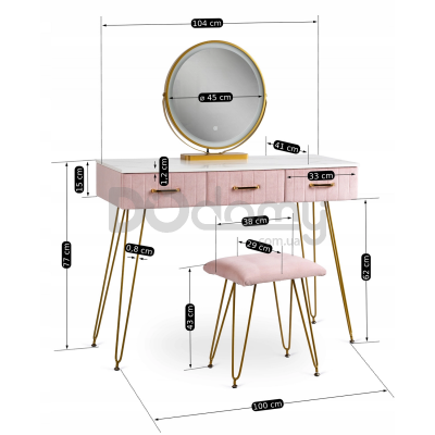 Туалетный столик MEBEL ELITE SANDY Розовый/Золотой, фото 3