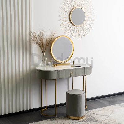 Туалетный столик MEBEL ELITE ASHLEY Серый/Золотой, фото 1