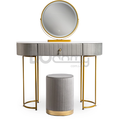 Туалетный столик MEBEL ELITE ASHLEY Серый/Золотой, фото 3