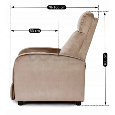 Крісло-реклайнер MEBEL ELITE DANNY Welurowy Бежевий, фото 7
