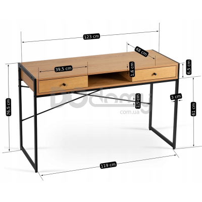 Письменный стол MEBEL ELITE STEP 123 Дуб Золотой / Черный, фото 4