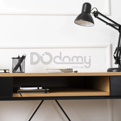 Письменный стол MEBEL ELITE REA 120 Дуб Золотой/Черный, фото 2