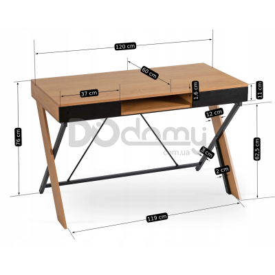 Письменный стол MEBEL ELITE REA 120 Дуб Золотой/Черный, фото 5