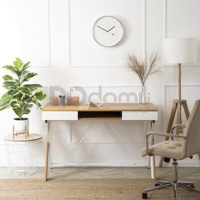 Письмовий стіл MEBEL ELITE REA 120 Дуб Золотий / Білий, фото 1