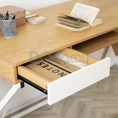 Письмовий стіл MEBEL ELITE REA 120 Дуб Золотий / Білий, фото 2