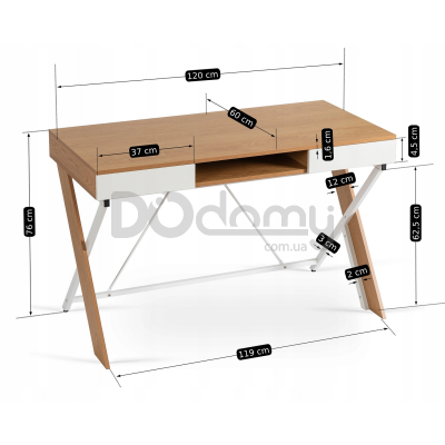 Письмовий стіл MEBEL ELITE REA 120 Дуб Золотий / Білий, фото 5