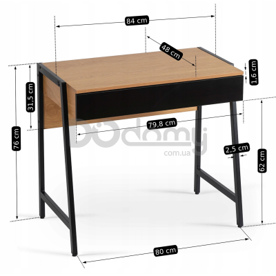 Письменный стол MEBEL ELITE MORI 84 Дуб / Черный, фото 4