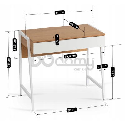 Письменный стол MEBEL ELITE MORI 84 Дуб / Белый, фото 3
