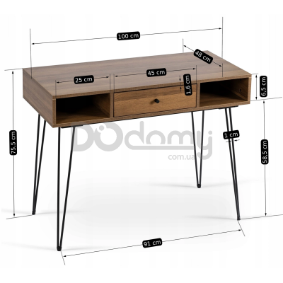 Письменный стол MEBEL ELITE LAMICA 100 Орех / Черный, фото 6