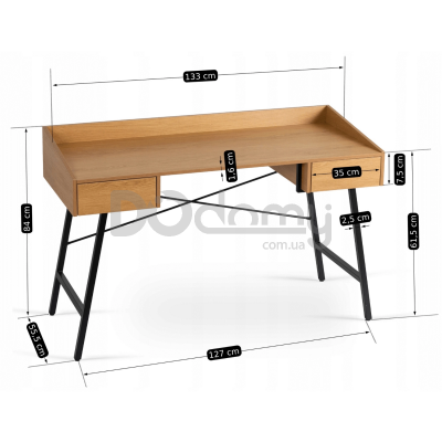 Письменный стол MEBEL ELITE ICE 133 Дуб Золотой / Черный, фото 4