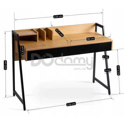 Письмовий стіл MEBEL ELITE CASS 120 Дуб / Чорний, фото 3