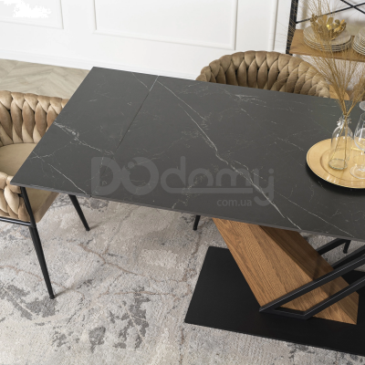 Стіл MEBEL ELITE REX 160-220 Чорний мармур / Горіх, фото 5