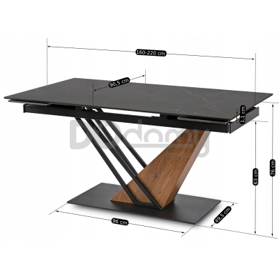 Стіл MEBEL ELITE REX 160-220 Чорний мармур / Горіх, фото 8