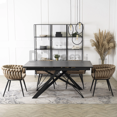 Стіл MEBEL ELITE MAXIME 160-240 Чорний мармур, фото 1