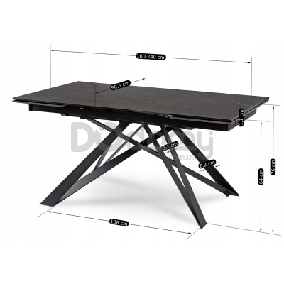 Стіл MEBEL ELITE MAXIME 160-240 Чорний мармур, фото 6