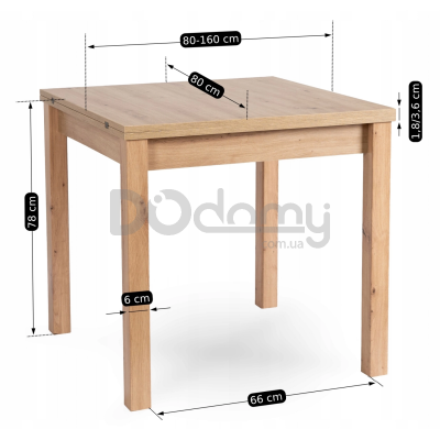 Стіл MEBEL ELITE MAX 80-160 Дуб Артизан, фото 6