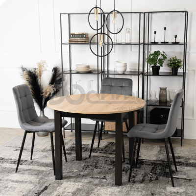 Стіл MEBEL ELITE HARRY 102-142 Дуб Riviera / Чорний, фото 2