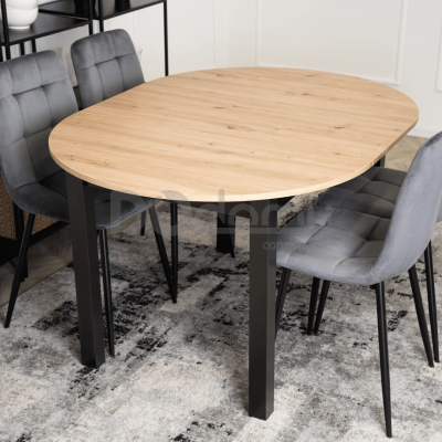 Стіл MEBEL ELITE HARRY 102-142 Дуб Riviera / Чорний, фото 4