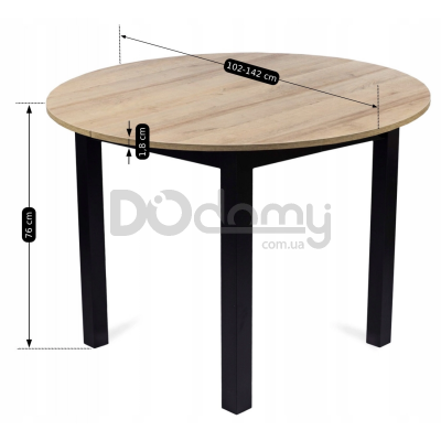 Стіл MEBEL ELITE HARRY 102-142 Дуб Riviera / Чорний, фото 6