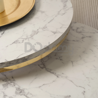 Комплект журнальных столиков MEBEL ELITE OLIS Белый мрамор / Золотой, фото 4