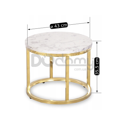 Комплект журнальных столиков MEBEL ELITE OLIS Белый мрамор / Золотой, фото 8
