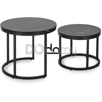 Комплект журнальных столиков MEBEL ELITE MAURO Черный мрамор, фото 2
