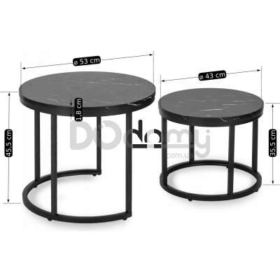 Комплект журнальных столиков MEBEL ELITE MAURO Черный мрамор, фото 3