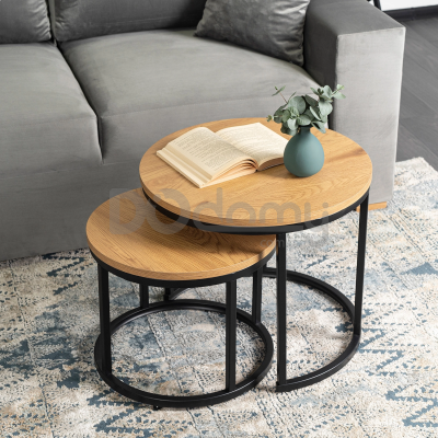 Комплект журнальних столиків MEBEL ELITE DELIA Дуб Золотий, фото 2