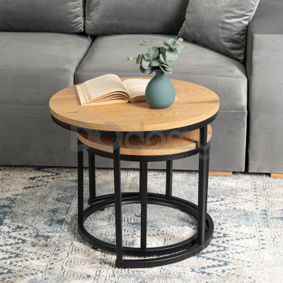 Комплект журнальних столиків MEBEL ELITE DELIA Дуб Золотий, фото 3