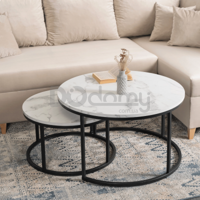 Комплект журнальних столиків MEBEL ELITE DAFNE MAX Білий мармур, фото 1