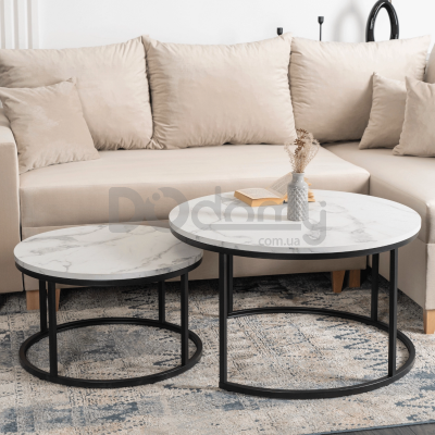 Комплект журнальних столиків MEBEL ELITE DAFNE MAX Білий мармур, фото 2