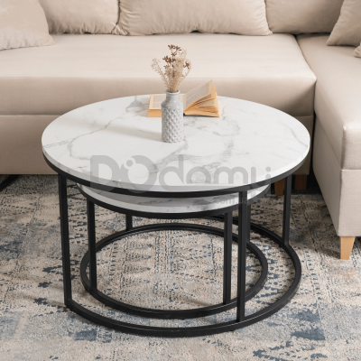 Комплект журнальних столиків MEBEL ELITE DAFNE MAX Білий мармур, фото 3