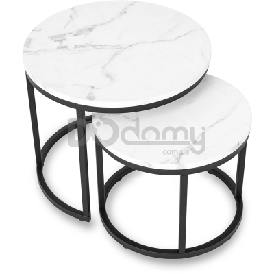 Комплект журнальных столиков MEBEL ELITE DAFNE Белый мрамор, фото 2