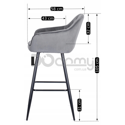 Барный стул MEBEL ELITE SALEM Серый, фото 5