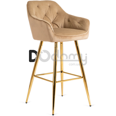 Барный стул MEBEL ELITE SALEM Бежевый/Золотой, фото 1