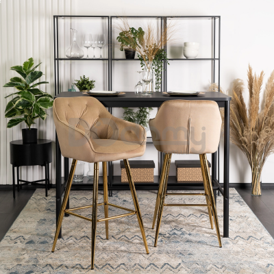 Барный стул MEBEL ELITE SALEM Бежевый/Золотой, фото 2