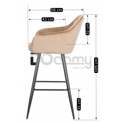 Барний стілець MEBEL ELITE SALEM Бежевий, фото 6