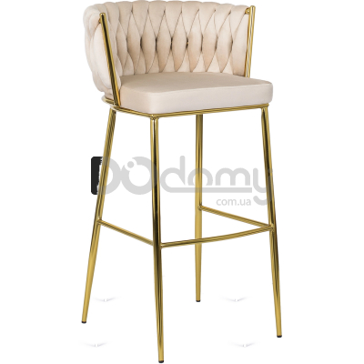 Барный стул MEBEL ELITE FLORES 2 Кремовый/Золотой, фото 1
