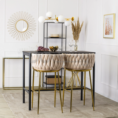 Барный стул MEBEL ELITE FLORES 2 Кремовый/Золотой, фото 2