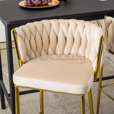 Барный стул MEBEL ELITE FLORES 2 Кремовый/Золотой, фото 3