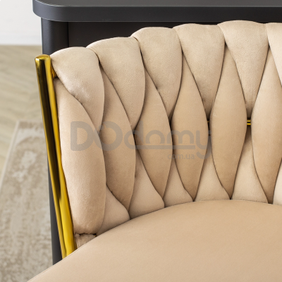 Барный стул MEBEL ELITE FLORES 2 Кремовый/Золотой, фото 4