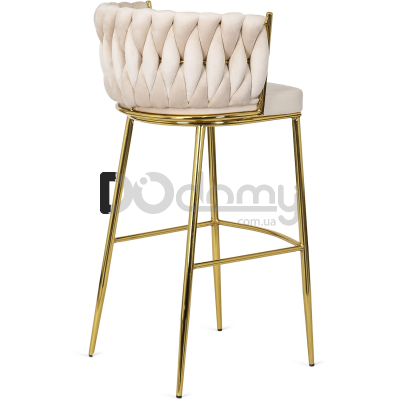 Барный стул MEBEL ELITE FLORES 2 Кремовый/Золотой, фото 5