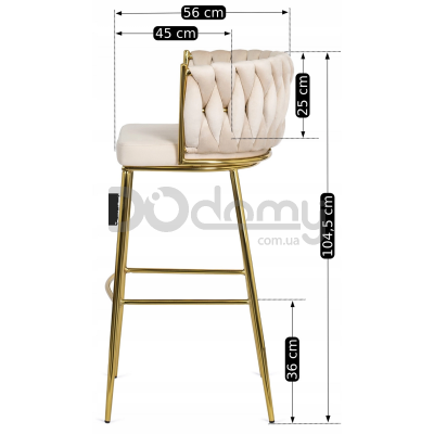 Барный стул MEBEL ELITE FLORES 2 Кремовый/Золотой, фото 7