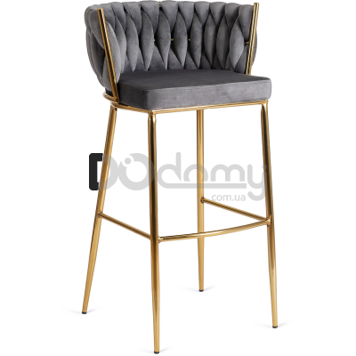 Барный стул MEBEL ELITE FLORES 2 Серый/Золотой, фото 1