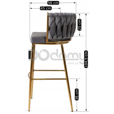 Барный стул MEBEL ELITE FLORES 2 Серый/Золотой, фото 4
