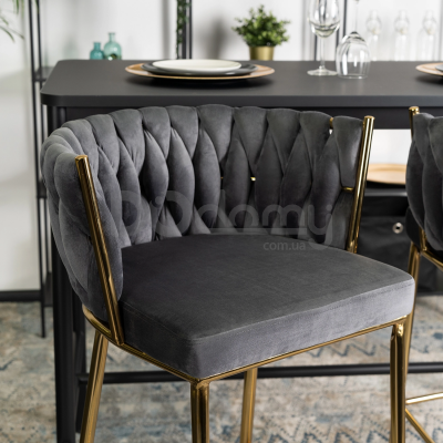 Барный стул MEBEL ELITE FLORES 2 Серый/Золотой, фото 5