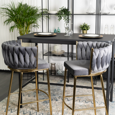 Барный стул MEBEL ELITE FLORES 2 Серый/Золотой, фото 6