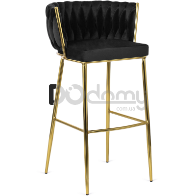 Барный стул MEBEL ELITE FLORES 2 Черный/Золотой, фото 1